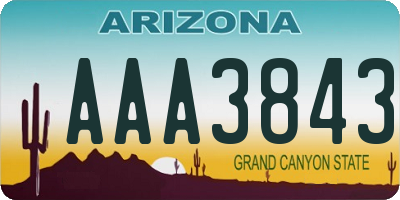 AZ license plate AAA3843