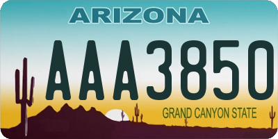 AZ license plate AAA3850