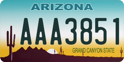 AZ license plate AAA3851