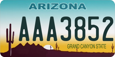 AZ license plate AAA3852