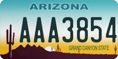 AZ license plate AAA3854