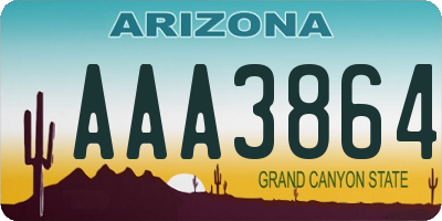 AZ license plate AAA3864