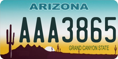 AZ license plate AAA3865