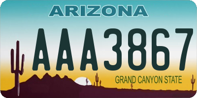AZ license plate AAA3867
