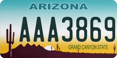 AZ license plate AAA3869