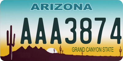 AZ license plate AAA3874