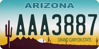 AZ license plate AAA3887