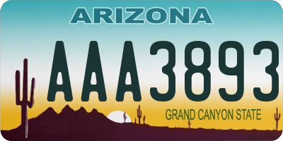AZ license plate AAA3893