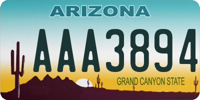 AZ license plate AAA3894