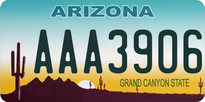 AZ license plate AAA3906