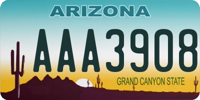 AZ license plate AAA3908