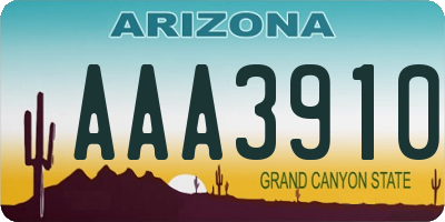 AZ license plate AAA3910