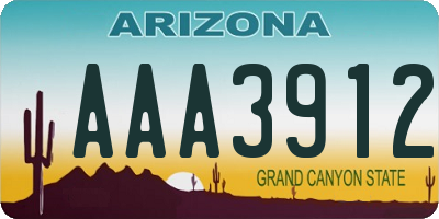 AZ license plate AAA3912