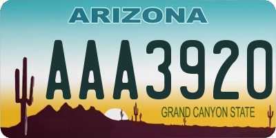 AZ license plate AAA3920