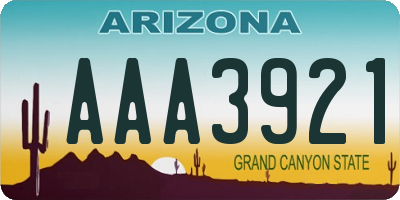 AZ license plate AAA3921