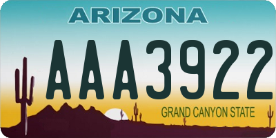 AZ license plate AAA3922