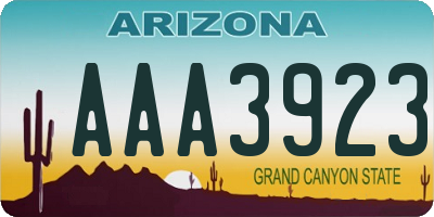 AZ license plate AAA3923