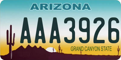 AZ license plate AAA3926