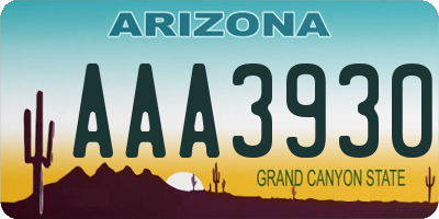 AZ license plate AAA3930