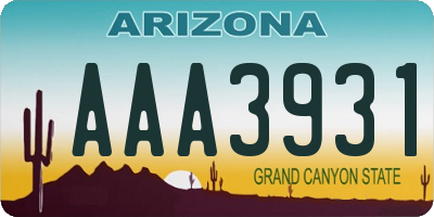 AZ license plate AAA3931