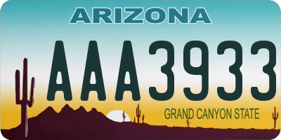 AZ license plate AAA3933