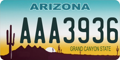 AZ license plate AAA3936