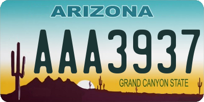 AZ license plate AAA3937