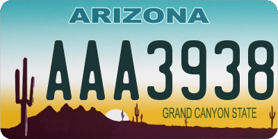 AZ license plate AAA3938