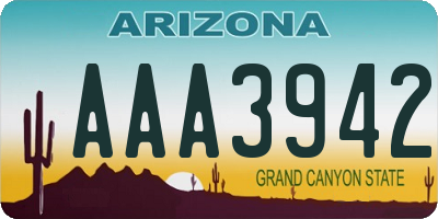 AZ license plate AAA3942