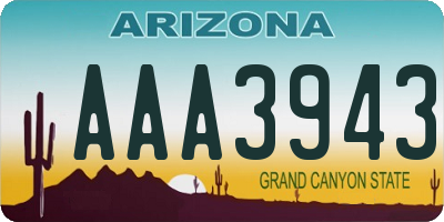 AZ license plate AAA3943