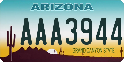 AZ license plate AAA3944