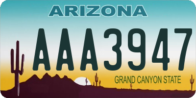 AZ license plate AAA3947