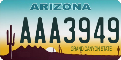 AZ license plate AAA3949