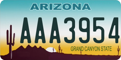 AZ license plate AAA3954