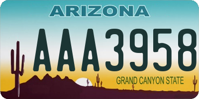 AZ license plate AAA3958