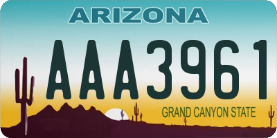 AZ license plate AAA3961