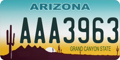 AZ license plate AAA3963