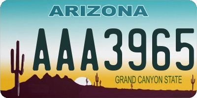 AZ license plate AAA3965