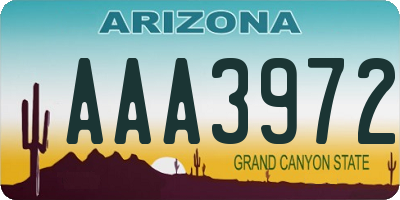 AZ license plate AAA3972