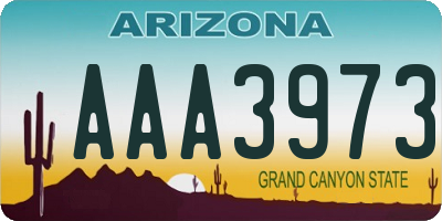 AZ license plate AAA3973