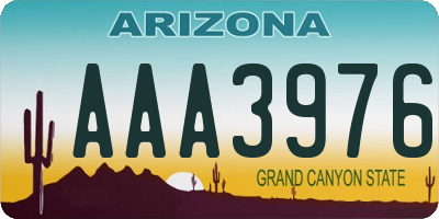 AZ license plate AAA3976