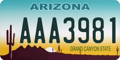 AZ license plate AAA3981