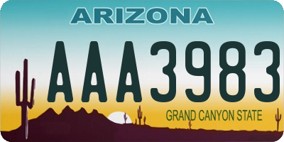 AZ license plate AAA3983