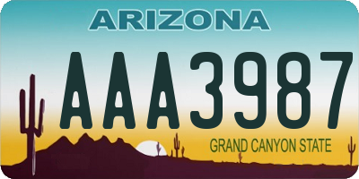 AZ license plate AAA3987
