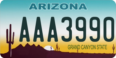 AZ license plate AAA3990