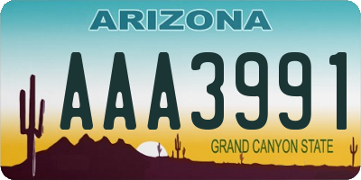 AZ license plate AAA3991