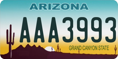 AZ license plate AAA3993