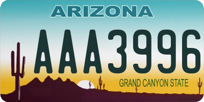 AZ license plate AAA3996