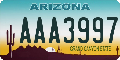 AZ license plate AAA3997