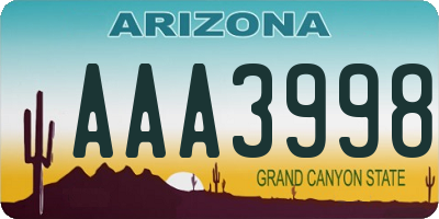 AZ license plate AAA3998